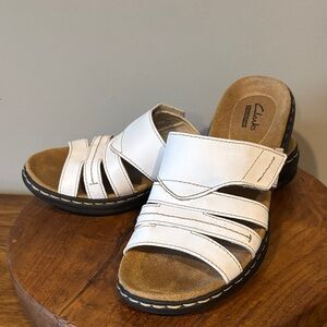 Clarks Women's white Slide Sandals